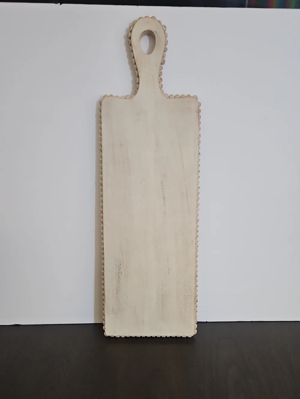 Pier 1 Charcuterie Cream Wood Cheese Serving Board With Beaded Accents Around